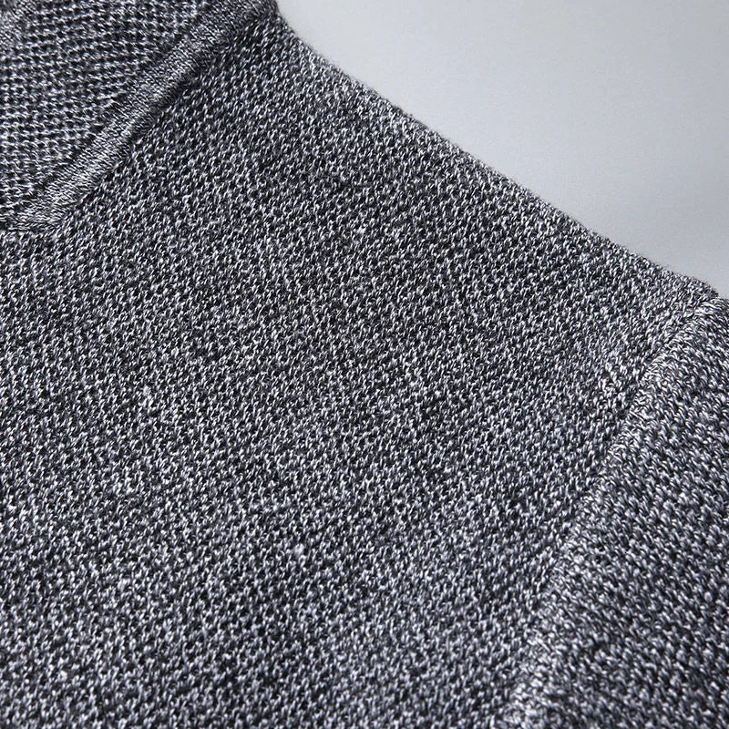 Textured knit gilet with high collar, button front and flap pockets for men
