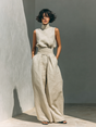 Women's Wide Leg Cotton Pants Set