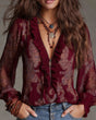 Retro Ruffle Sleeve Blouse for Women
