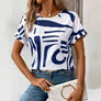 Women's Round-Neck Abstract Print T-Shirt