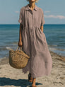 Women's Flowing Button Midi Dress