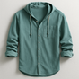 Hooded Cotton Fiber Shirt for Men