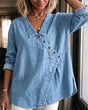 Lapel Long-Sleeve Blouse for Women