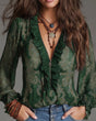 Retro Ruffle Sleeve Blouse for Women