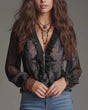 Retro Ruffle Sleeve Blouse for Women