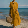 Women's Flowing Button Midi Dress
