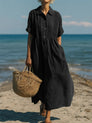 Women's Flowing Button Midi Dress