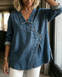 Lapel Long-Sleeve Blouse for Women