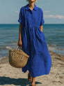 Women's Flowing Button Midi Dress
