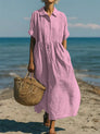 Women's Flowing Button Midi Dress