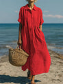 Women's Flowing Button Midi Dress