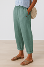 Linen Blend Loose Fit Trousers for Women