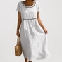 Empire Waist Cotton Midi Dress for Women
