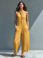 Sleeveless Button Front Jumpsuit for Women
