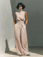 Women's Wide Leg Cotton Pants Set
