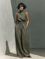 Women's Wide Leg Cotton Pants Set