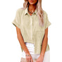 Linen Blend Short Sleeve Blouse for Women