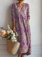 Floral Linen Midi Dress for Women