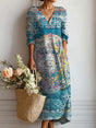 Floral Linen Midi Dress for Women