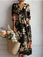 Floral Linen Midi Dress for Women