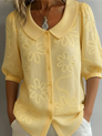 Women's Floral Button-Front Round-Neck Top