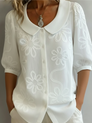 Women's Floral Button-Front Round-Neck Top