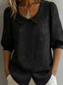 Women's Floral Button-Front Round-Neck Top