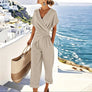 Women's Draped Two-Piece V-Neck Set