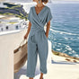 Women's Draped Two-Piece V-Neck Set