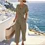 Women's Draped Two-Piece V-Neck Set