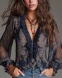Retro Ruffle Sleeve Blouse for Women