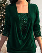 Sequin Draped Two-Piece Top for Women
