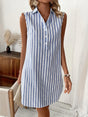 Striped Sleeveless Shirt Dress for Women