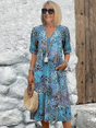 Abstract Print Midi Dress for Women