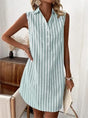 Striped Sleeveless Shirt Dress for Women