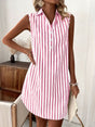 Striped Sleeveless Shirt Dress for Women