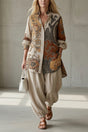 Printed Button-Up Two-Piece Set for Women