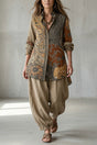 Printed Button-Up Two-Piece Set for Women