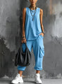 Sleeveless Wide-Leg Two-Piece Set for Women